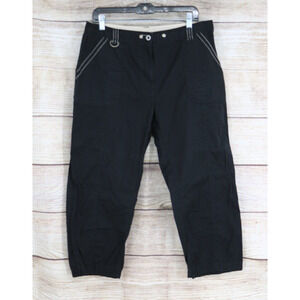 Oleg Cassini Sport Womens High Rise Cropped Pants Size Large Black